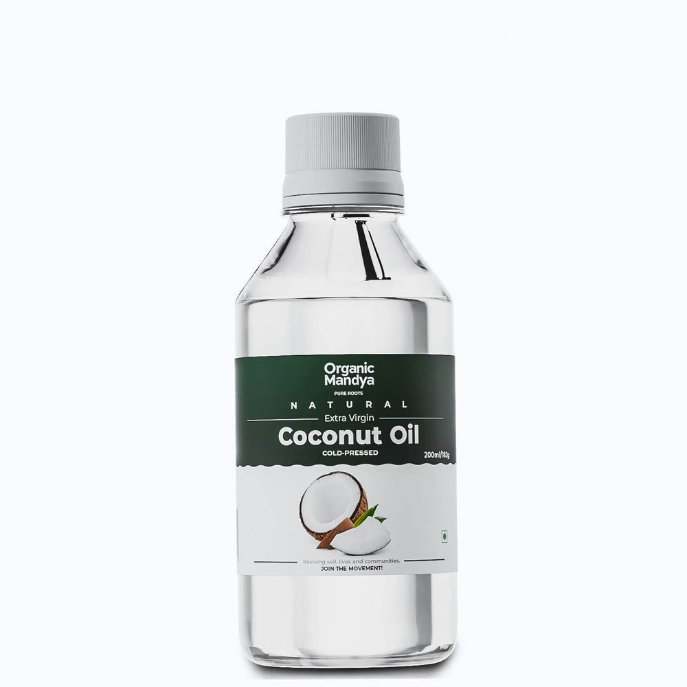 Virgin Coconut Oil - Cold Pressed Virgin coconut oil 200ml Front-Organic Mandya