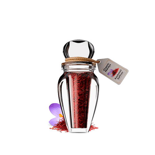 Organic Kashmiri Saffron Kashmiri saffron 1g front-Organic Mandya