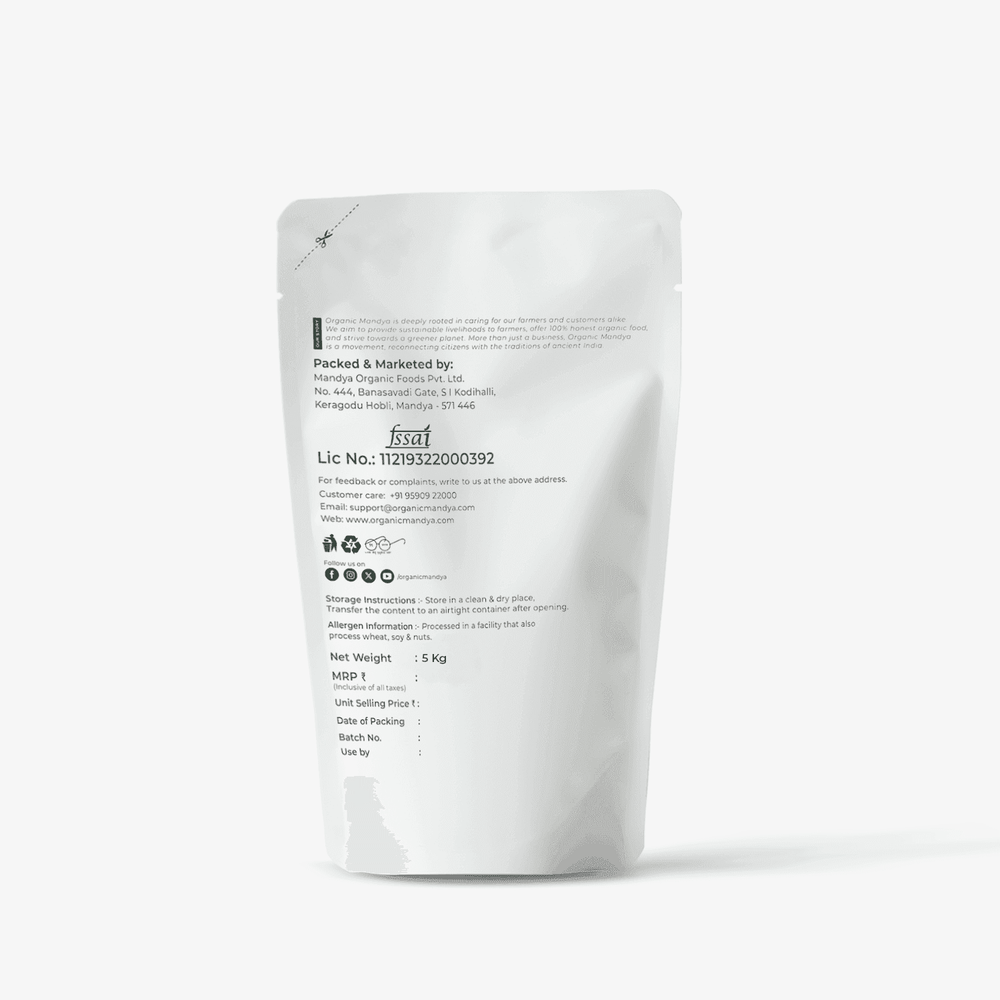 Organic Sonamasuri/ Sona Masoori Unpolish 5kg Backside