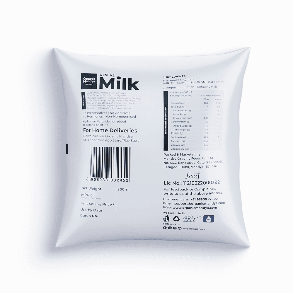 A2 Desi Cow Milk Desi a2 cow's milk back - Organic Mandya