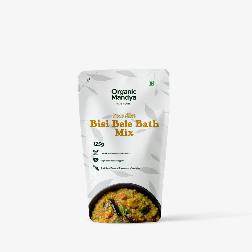 Kodo Millet Bisi Bele Bath Mix Kodo millet bisi bele bath mix (125g) front - Organic Mandya