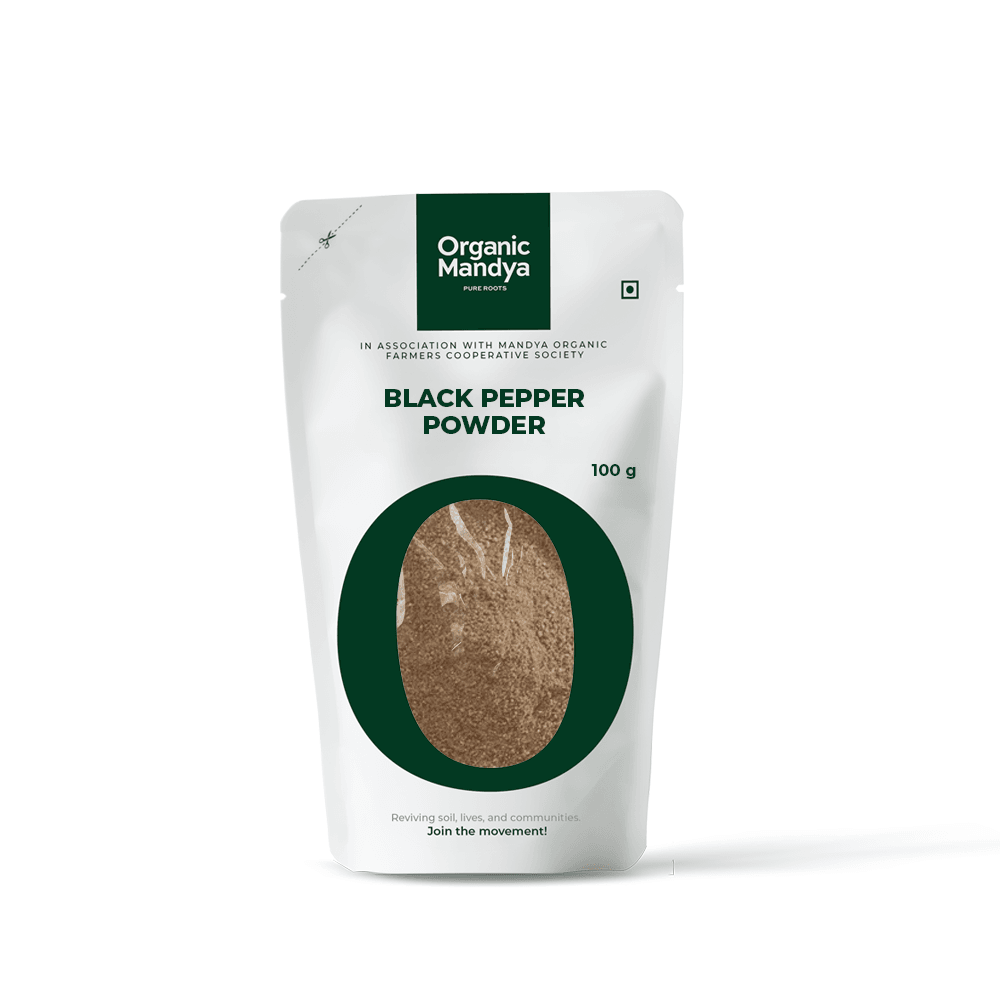 Organic Black Pepper Powder Black Pepper Powder- (100g) Front - Organic Mandya