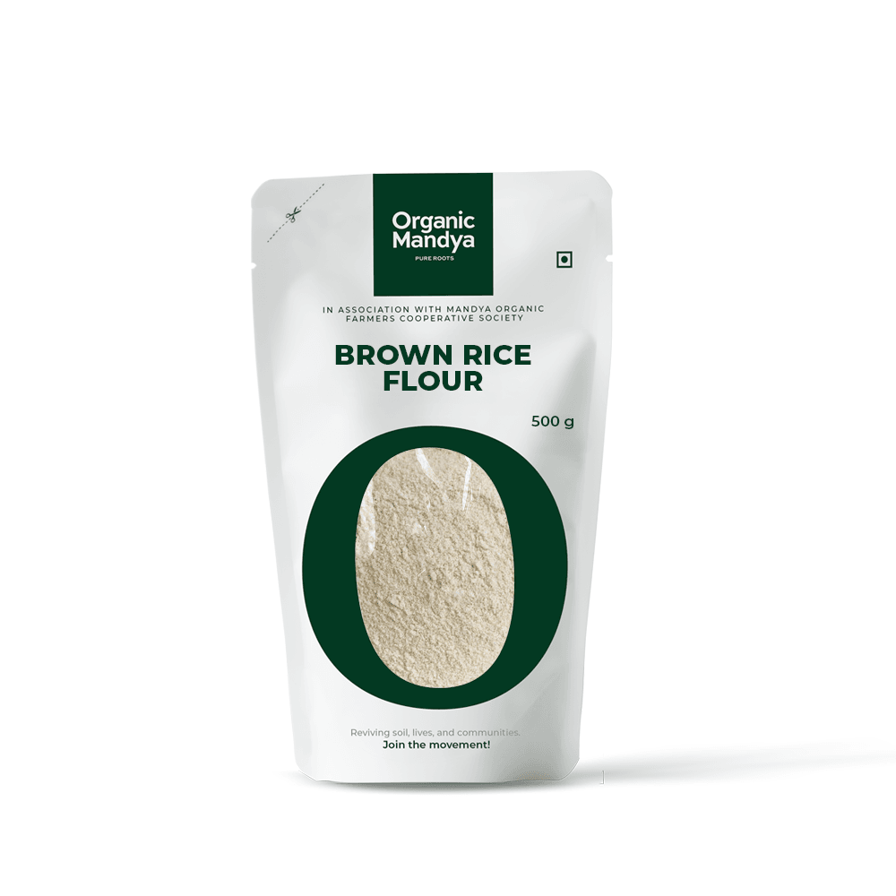 Organic Brown Rice Flour Brown rice flour (500g) front - Organic Mandya