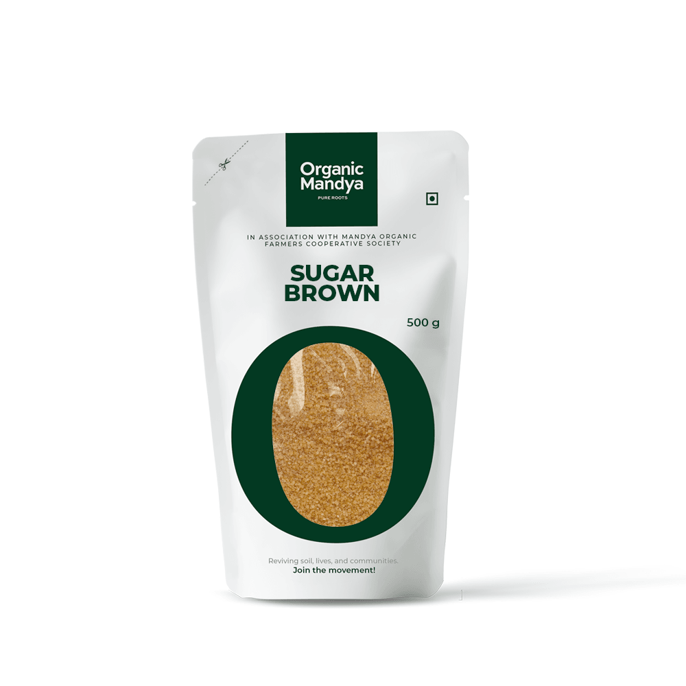 Organic Sugar Brown Sugar Brown- 500g Front-Organic Mandya