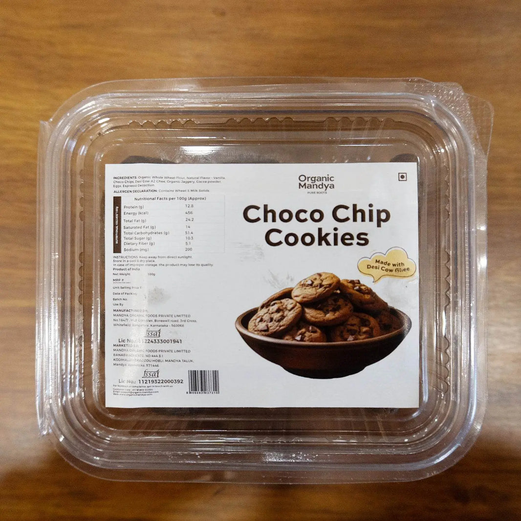 Choco Chip Cookies (100g) Choco chip cookies (100g) front - Organic Mandya