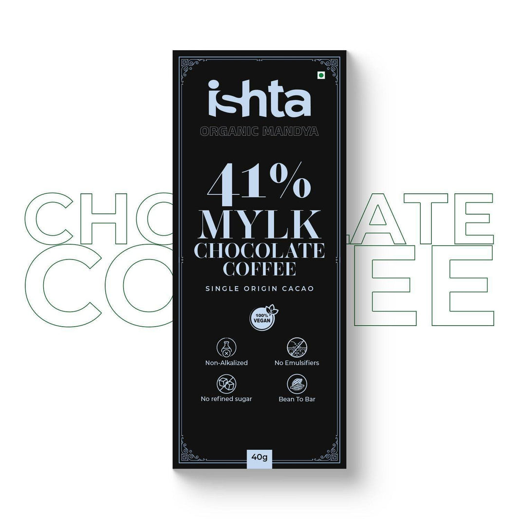 41% Mylk Chocolate with coffee (40g) 41% Mylk Chocolate with coffee (40g) Organic Mandya