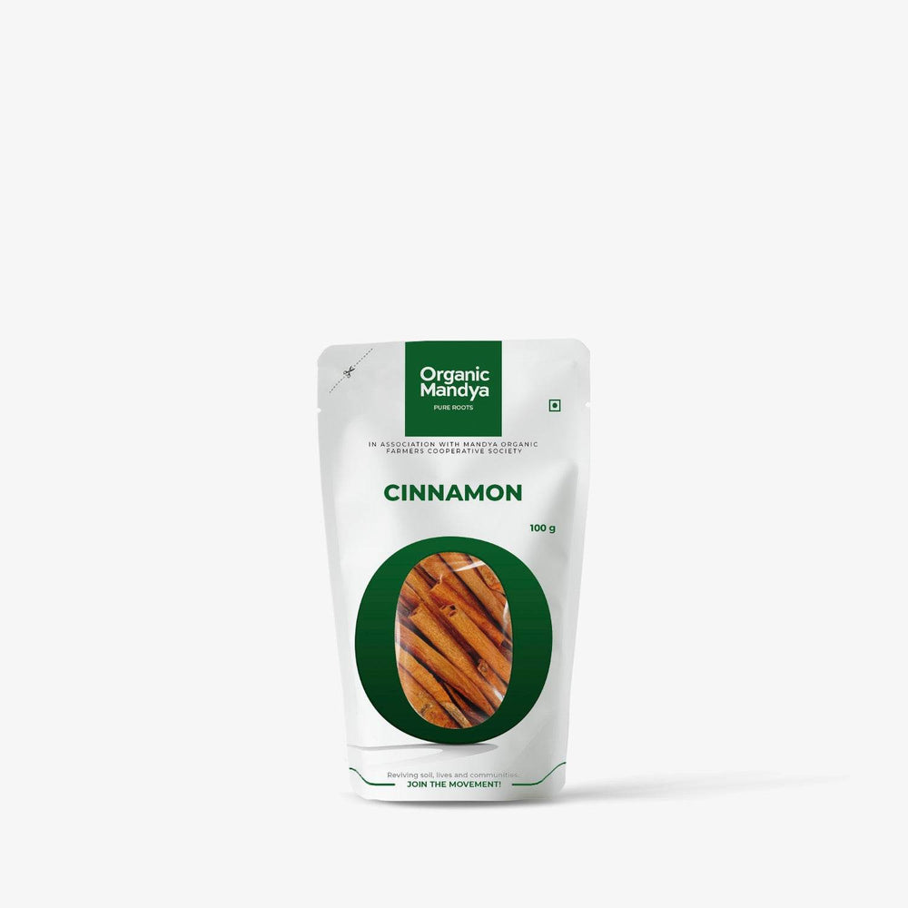 Organic Cinnamon - Cassia Bark (Taj) Cinnamon 100g Front-Organic Mandya