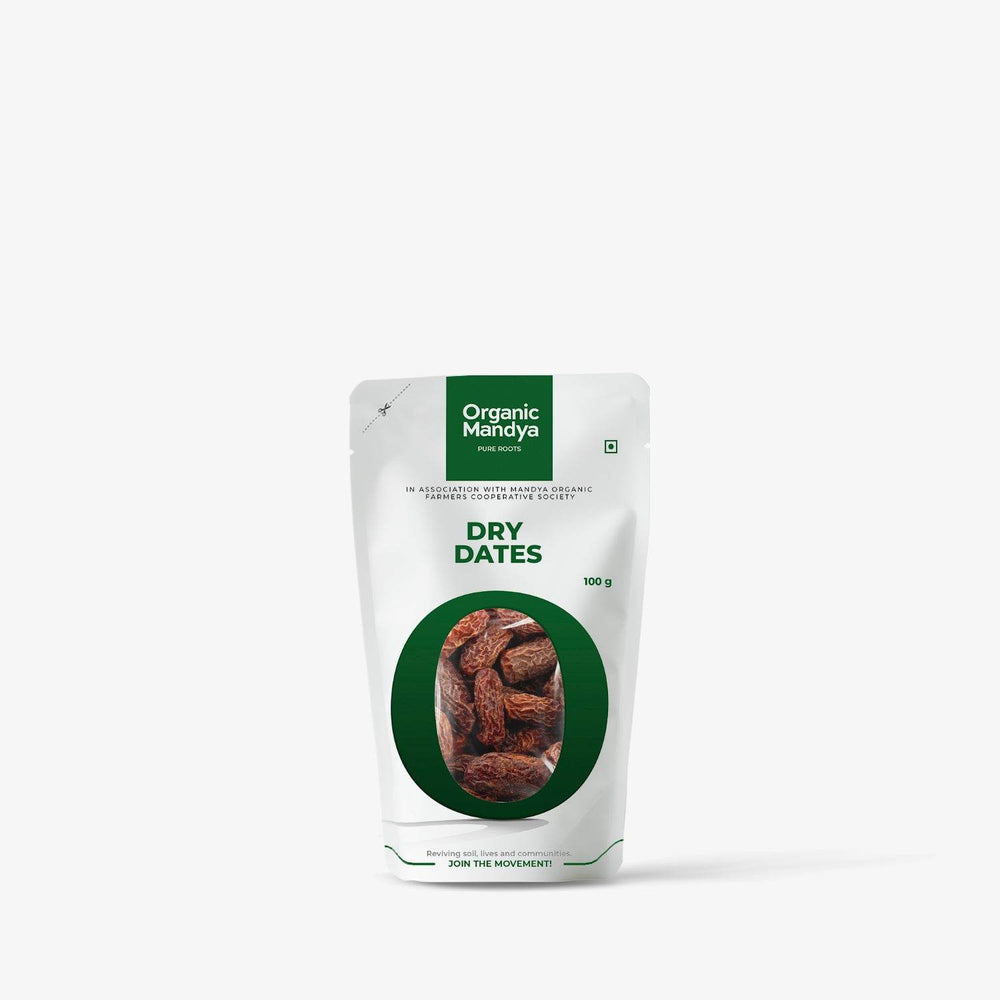 Organic Dry Dates Dry Dates-100g Front-Organic Mandya