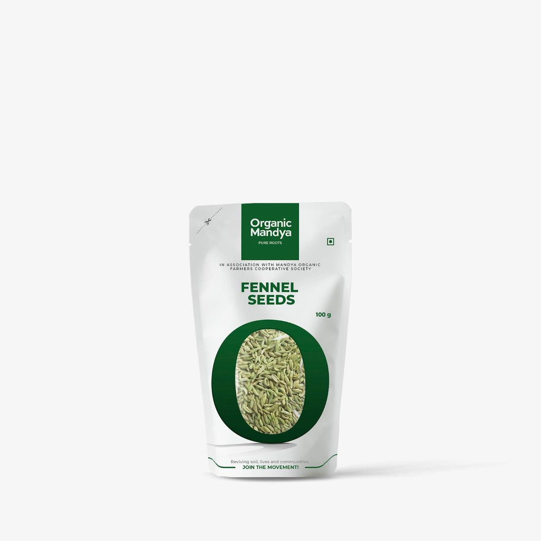 Organic Fennel Seeds(Saunf) Fennel seeds(Saunf)- 100g Front-Organic Mandya
