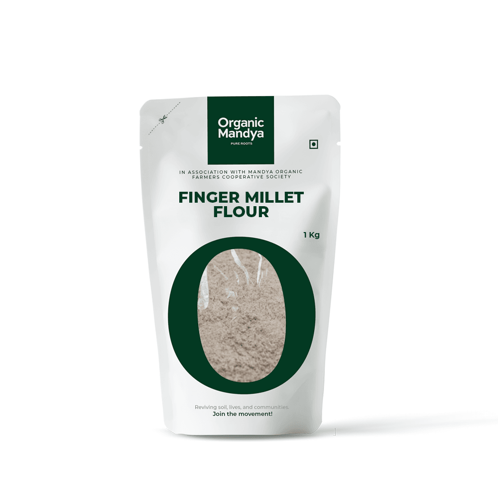 Organic Finger Millet Flour (Ragi Flour) Finger Millet Flour 1kg Front-Organic Mandya