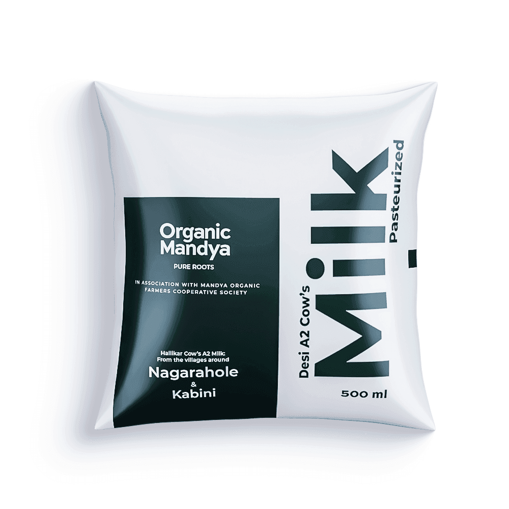 A2 Desi Cow Milk Desi a2 cow's milk (500ml) front - Organic Mandya
