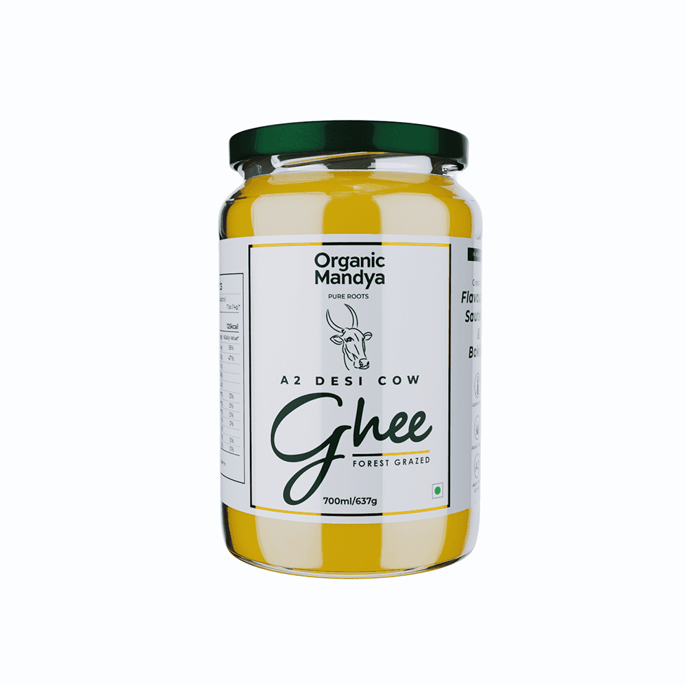 A2 Desi Cow Ghee A2 desi cow ghee (700ml) front - Organic Mandya