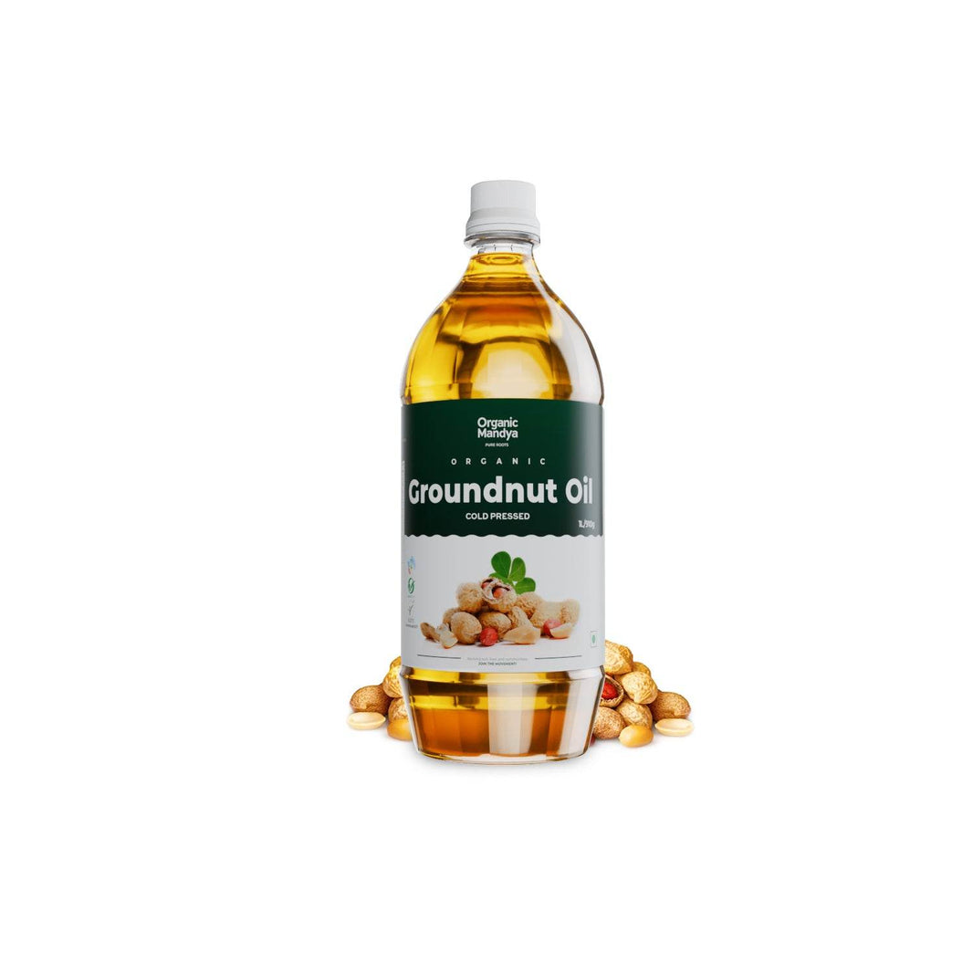Cold Pressed - Groundnut Oil Groundnut oil 1lt front-Organic Mandya