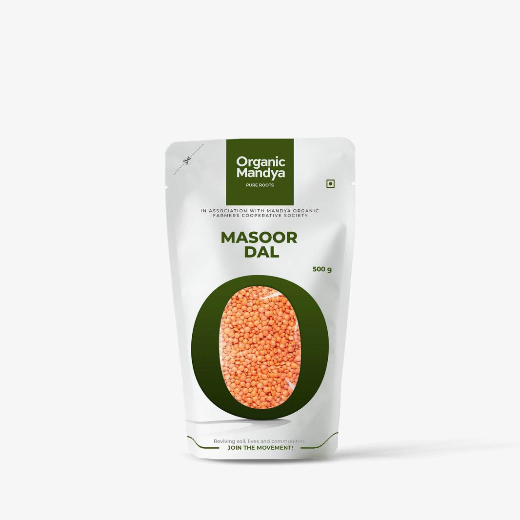Organic Masoor Dal Masoor Dal 500g Front-Organic Mandya