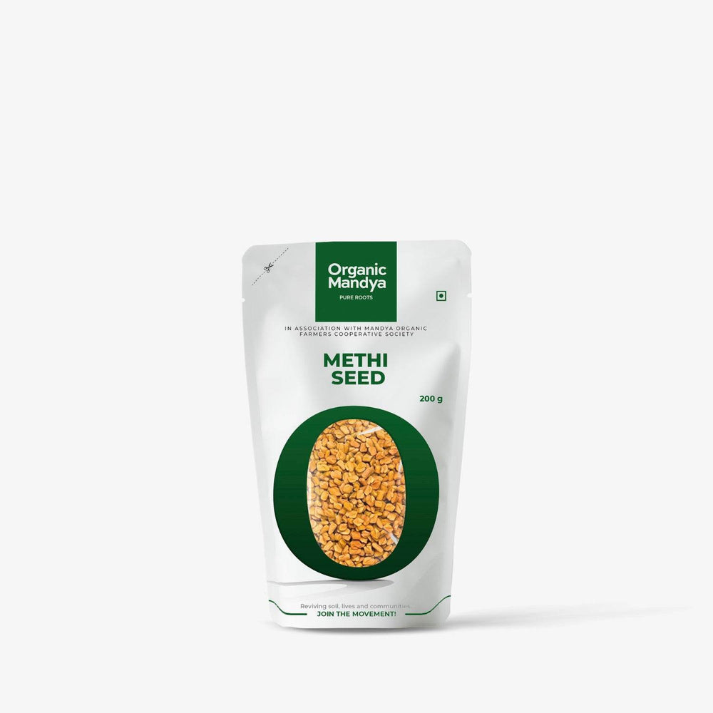 Organic Methi Seed Methi seed 200g Front--Organic Mandya