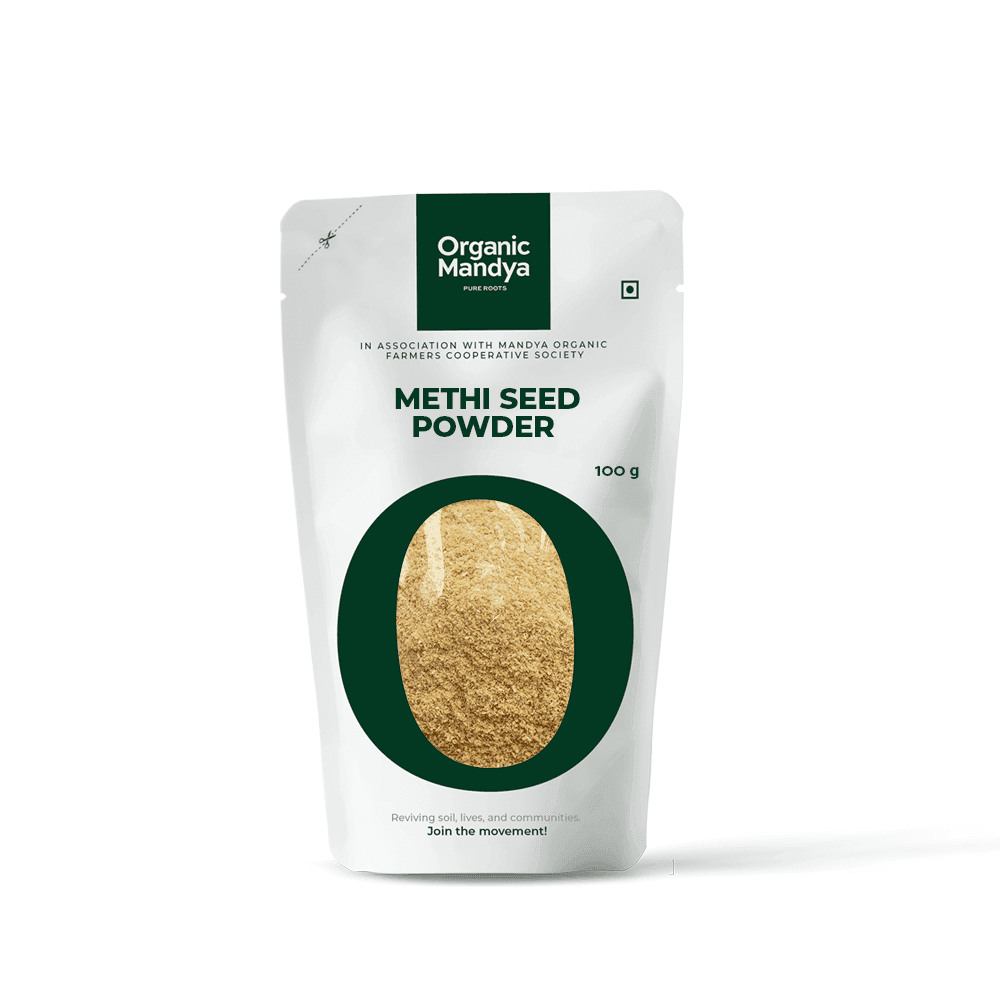 Organic Methi Seed Powder Methi Seed Powder 100g Front-Organic Mandya