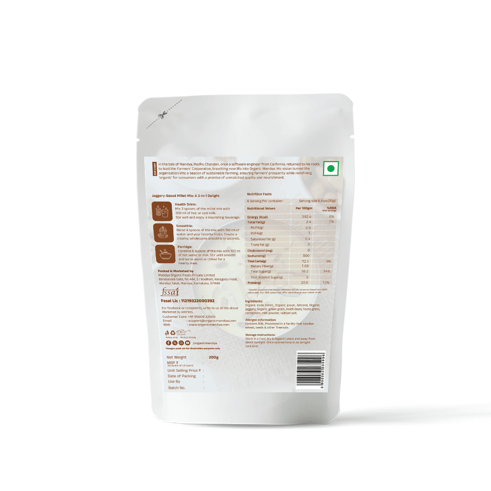 Organic Millet Badam Milk - Instant Drink Millet Badam Milk Backside
