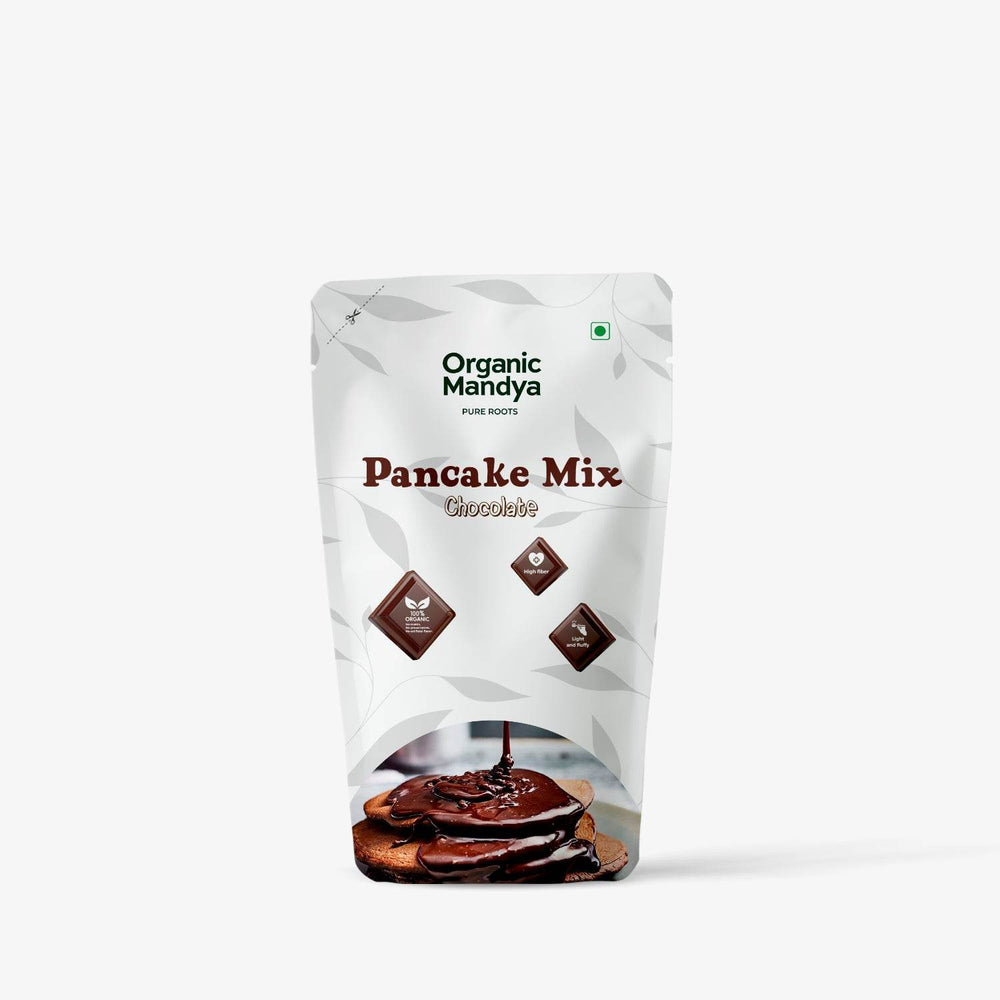 Millet Chocolate Pancake Mix Pancake mix chocolate (125g) front - Organic mandya