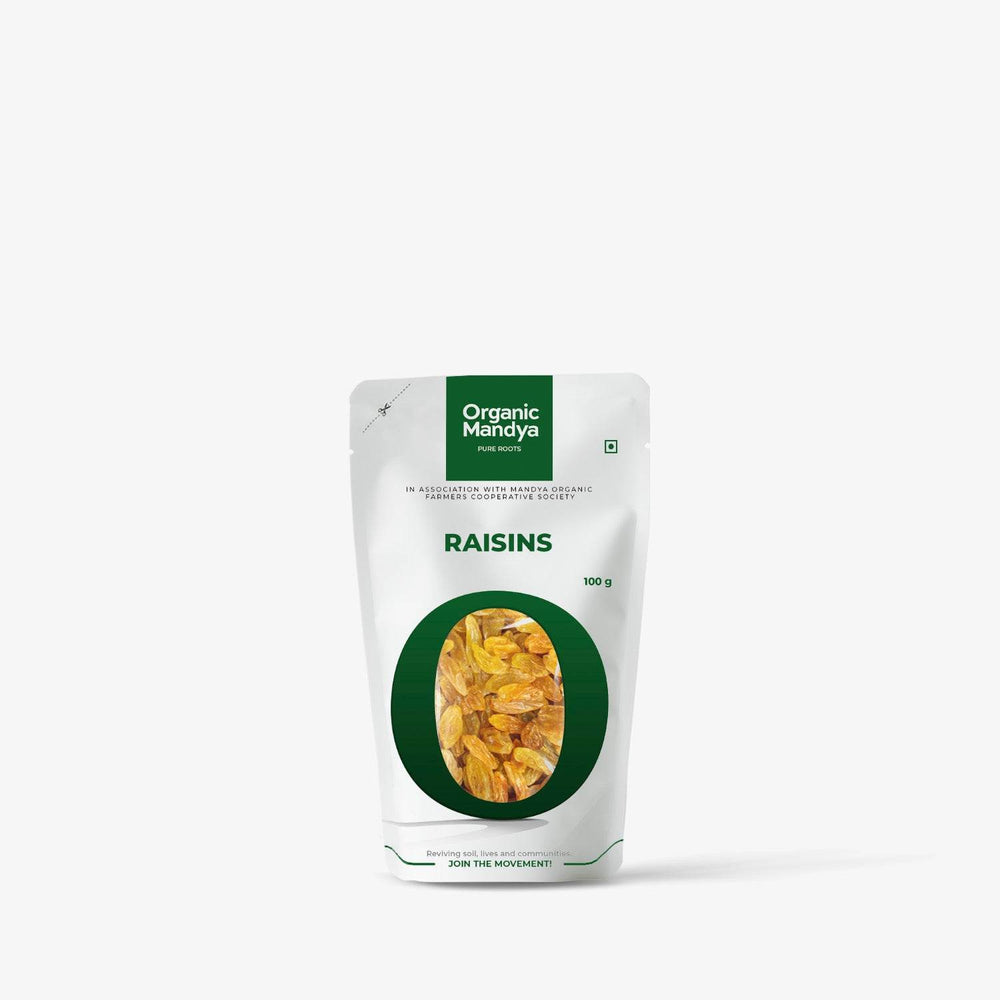 Organic Raisins Raisins Front - 100g-Organic Mandya