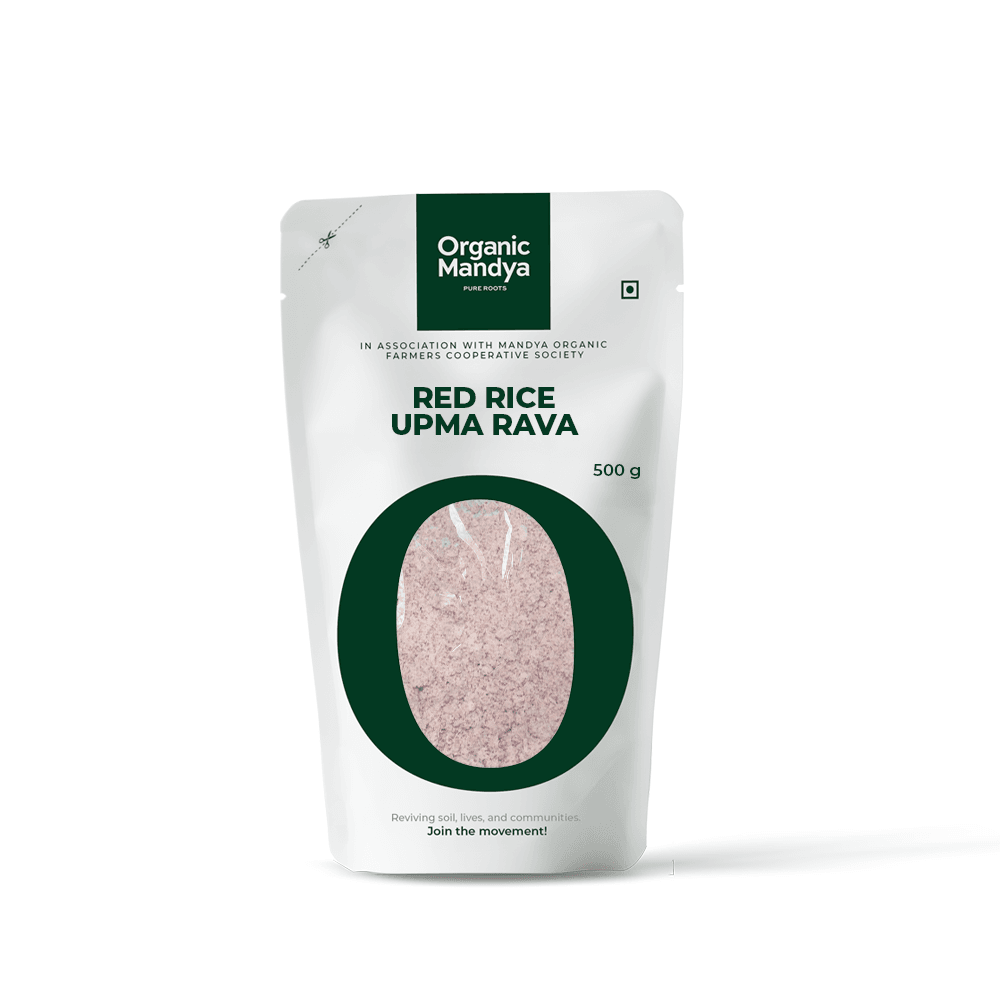 Organic Red Rice Upma Rava Red Rice Upma Rava 500g Front-Organic Mandya