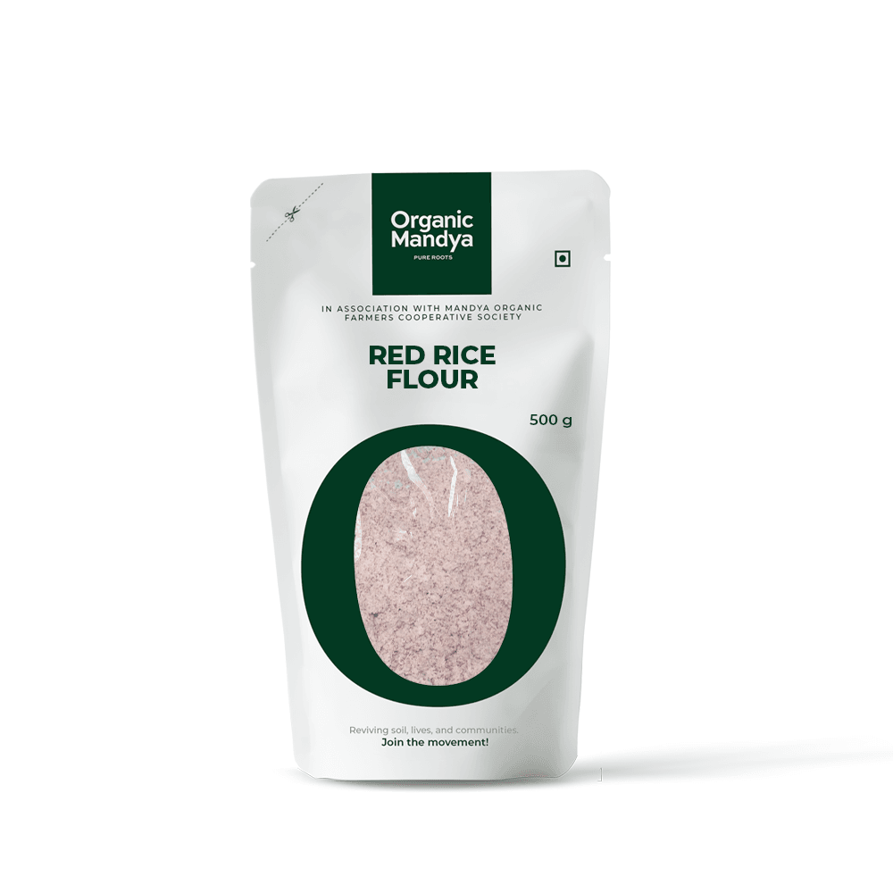 Organic Red Rice Flour Red Rice Flour 500g Front-Organic Mandya