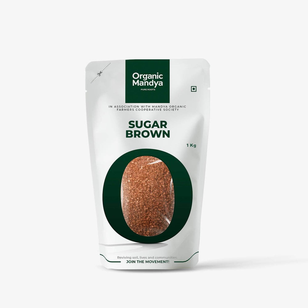Organic Sugar Brown Sugar Brown Front - 1kg-Organic Mandya