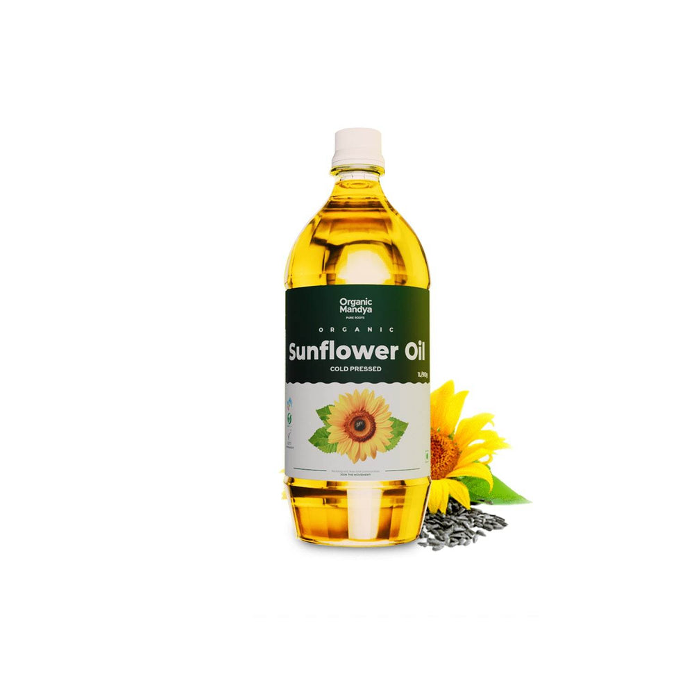 Sunflower Oil - Cold Pressed Sunflower oil 1lts Front- Organic Mandya