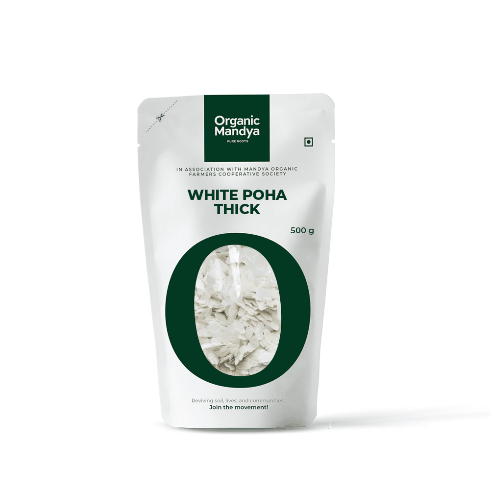 Organic White Poha Thick White Poha Thick 500g Front-Organic Mandya