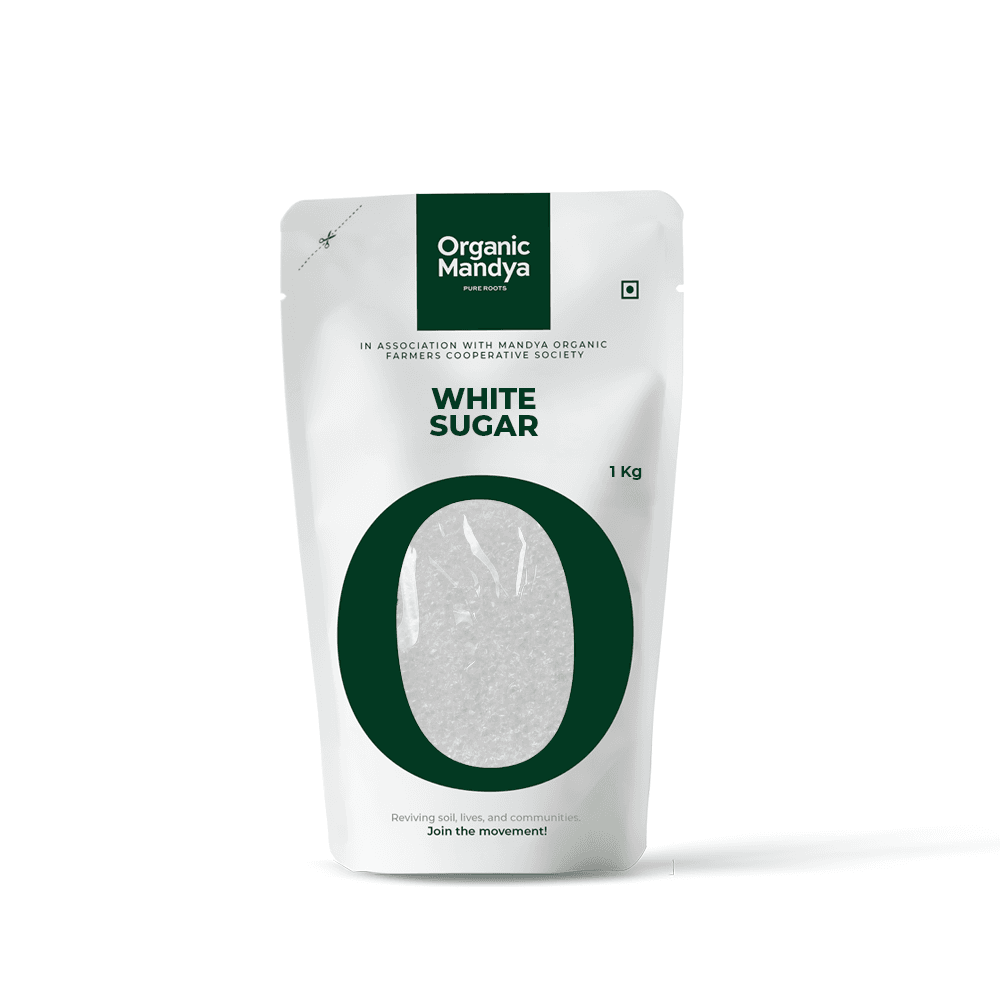 Organic Sugar White White Sugar 1kg Front-Organic Mandya