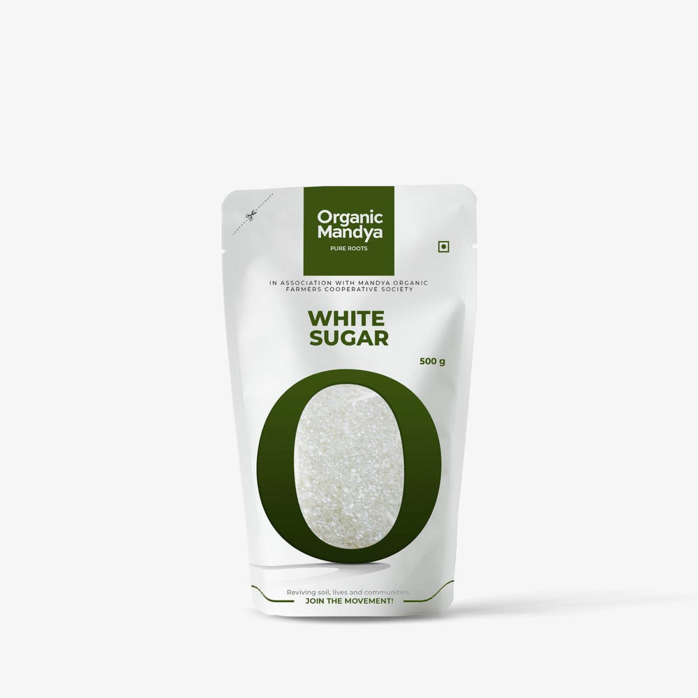Organic Sugar White White Sugar Front - 500g-Organic Mandya