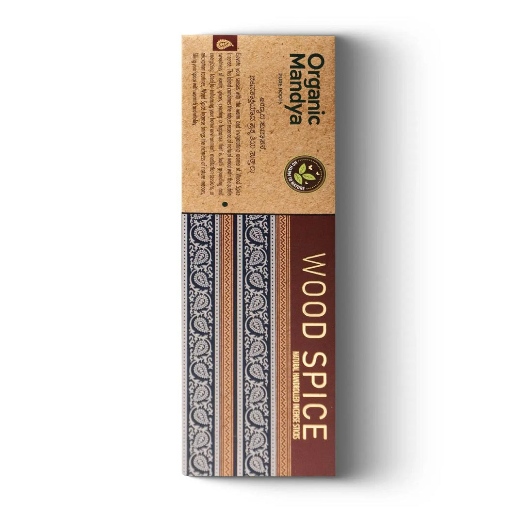 Agarbatti - Wood Spice Agarbhatti WoodSpice (50g) Front - Organic Mandya