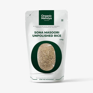Sona Masoori Unpolished Rice Front 5kg-Organic Mandya