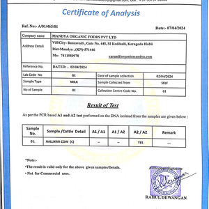 A2 milk certificate of analysis