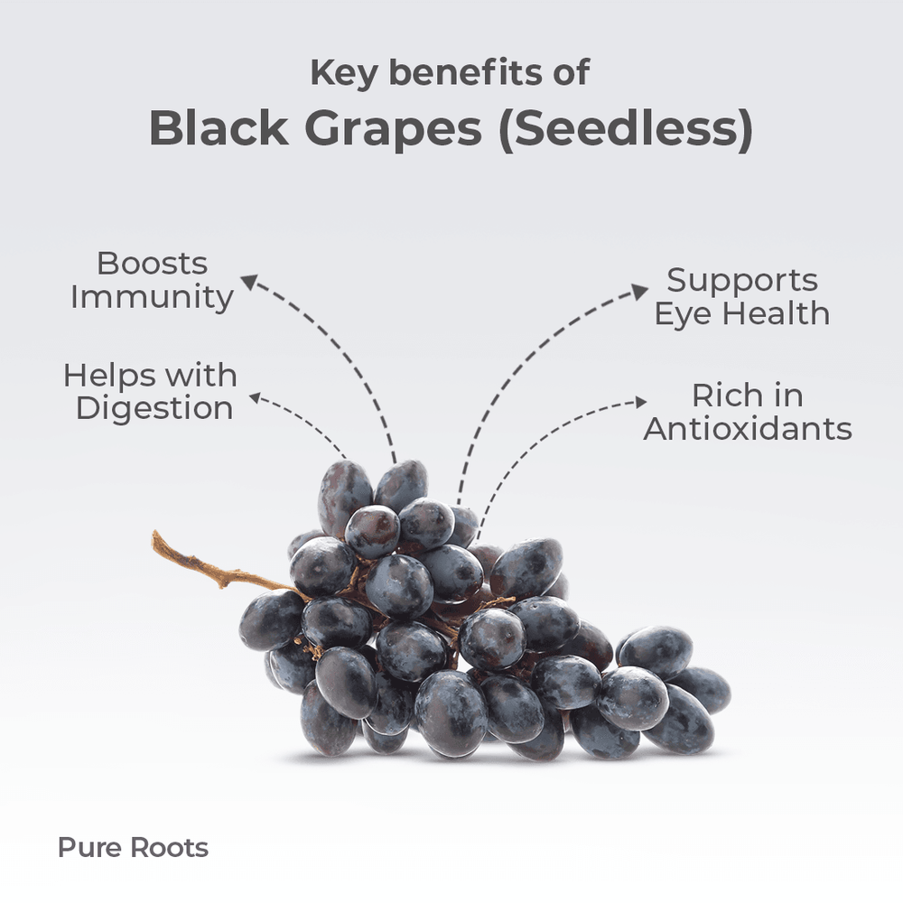 Organic Black Grapes (Seedless) Organic Mandya