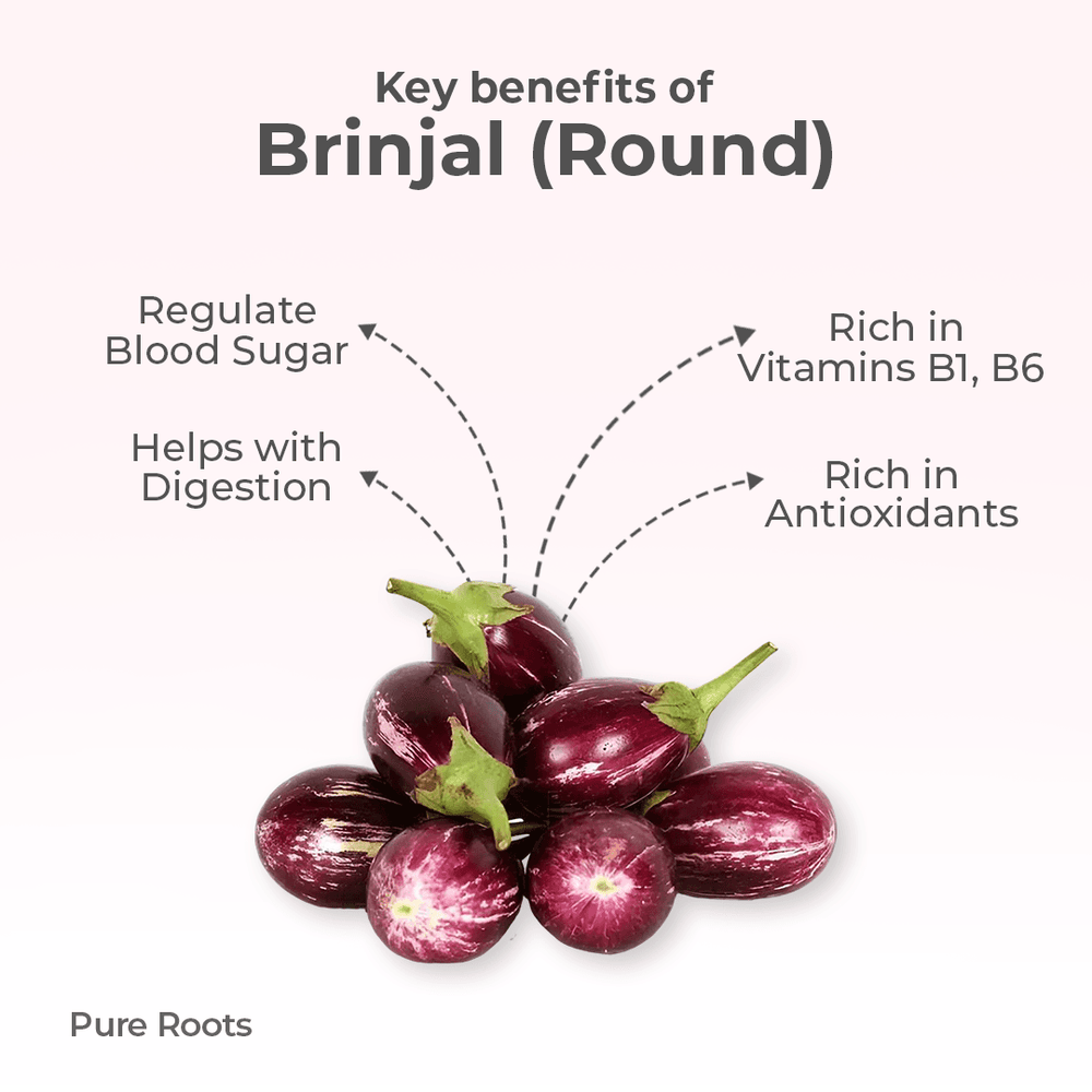 Organic Brinjal (Round) Organic Mandya