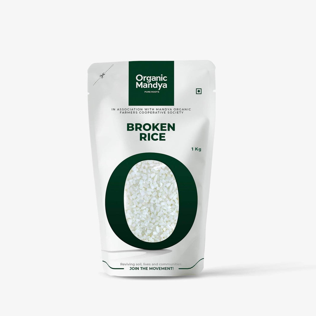 Broken rice (1kg) Front - Organic Mandya 