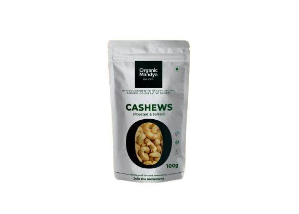 Roasted Cashew (100g) Front -Organic Mandya 