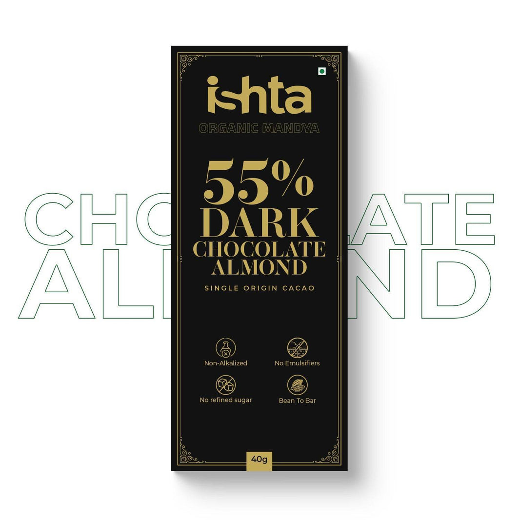55% Dark chocolate with Almonds (40g) Organic Mandya