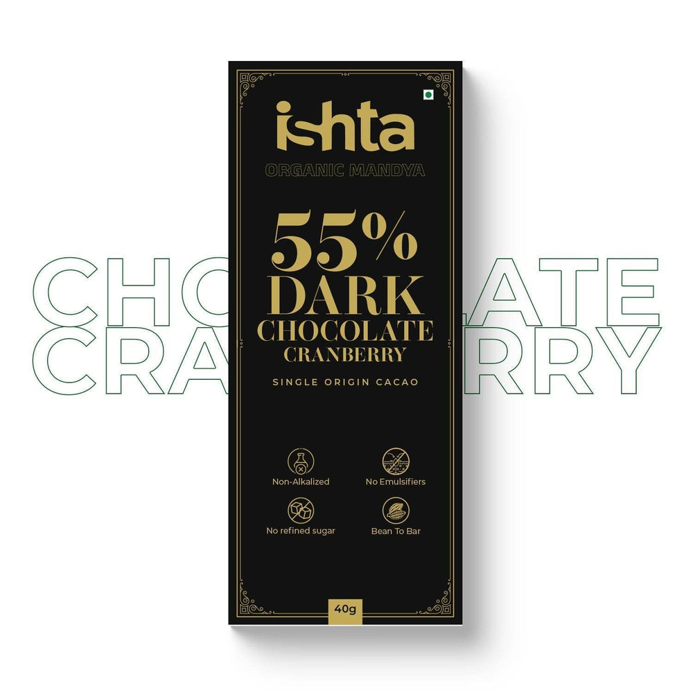55% Dark chocolate with Cranberry (40g) Organic Mandya