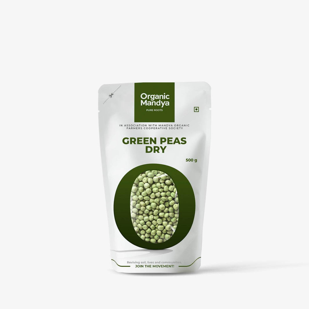 Green Peas Dry 500g Front-Organic Mandya