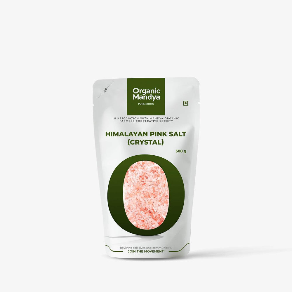 Himalayan Pink Salt(crystal) (500g) Front - Organic Mandya 