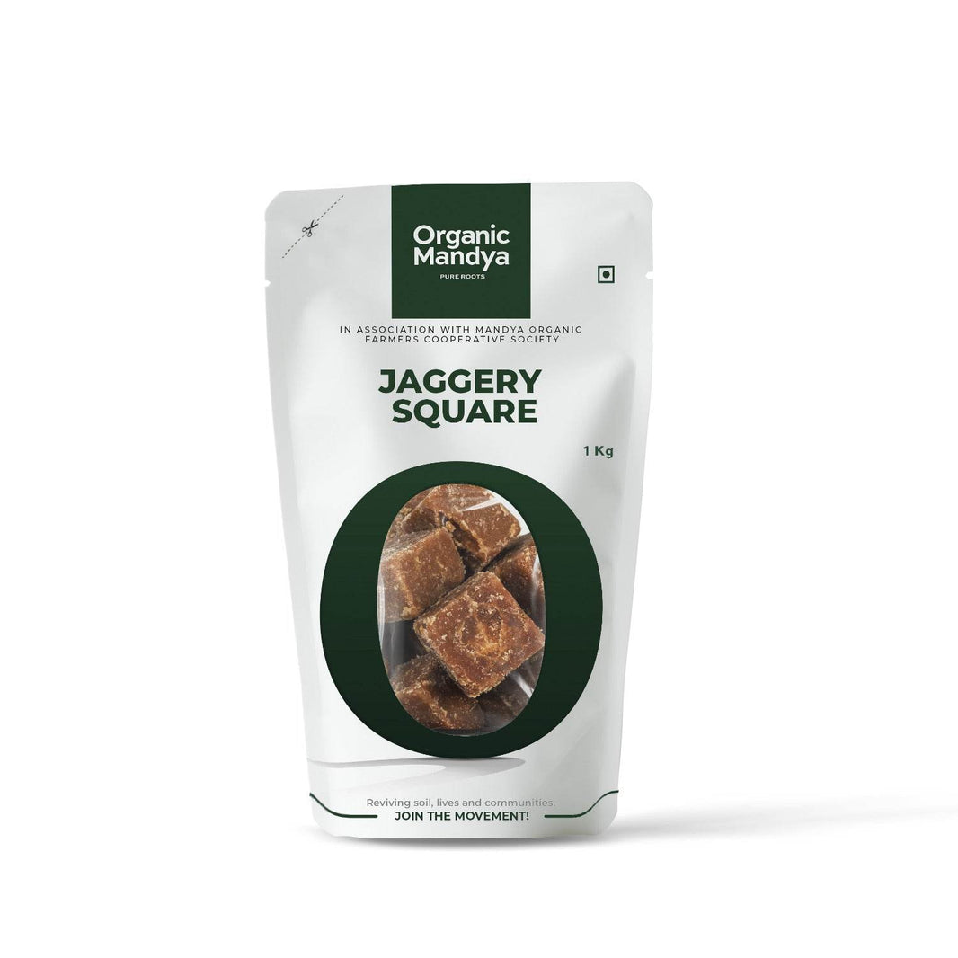 Jaggery Square- 1kg Front-Organic Mandya