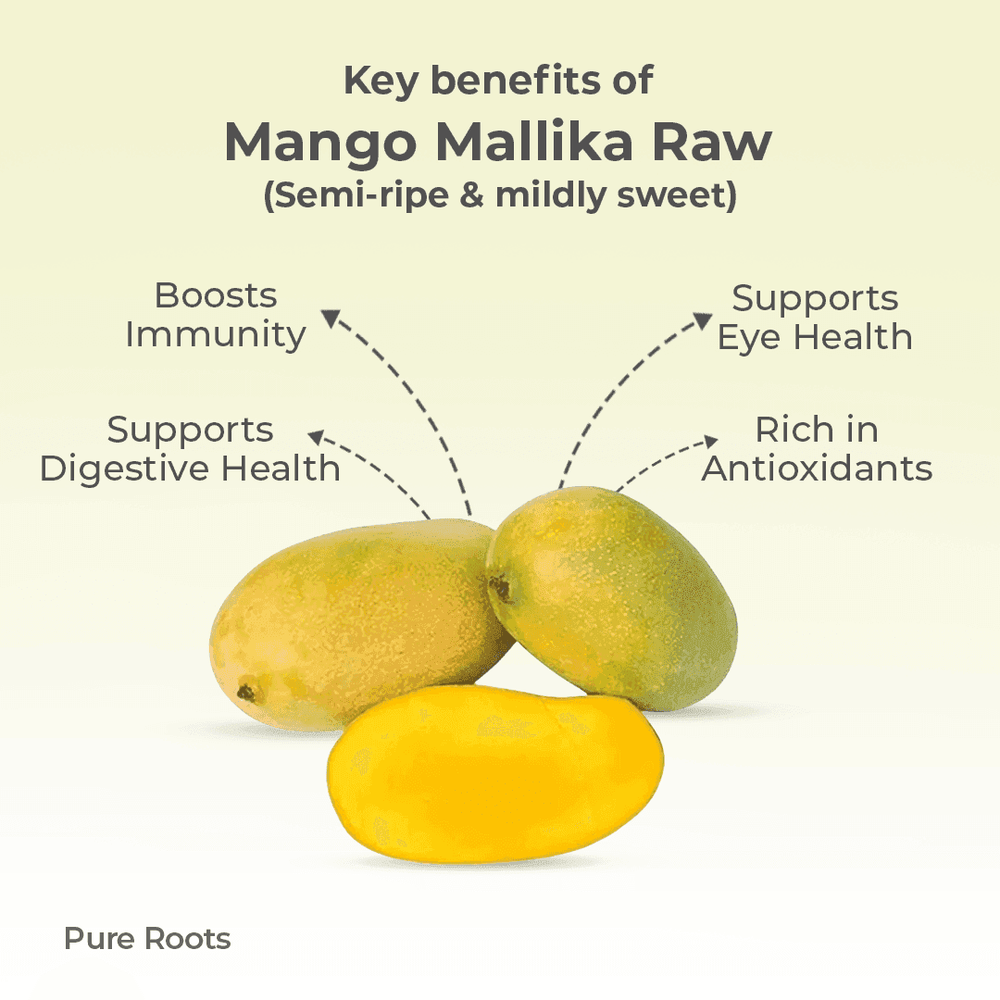Organic Mango Mallika Raw (Semi-ripe & mildly sweet) Organic Mandya