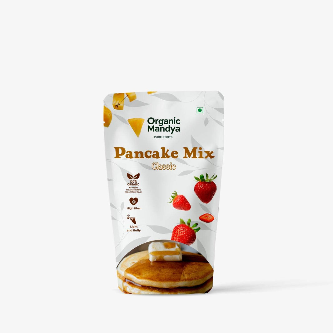 Pancake mix classic (125g) front - Organic Mandya 