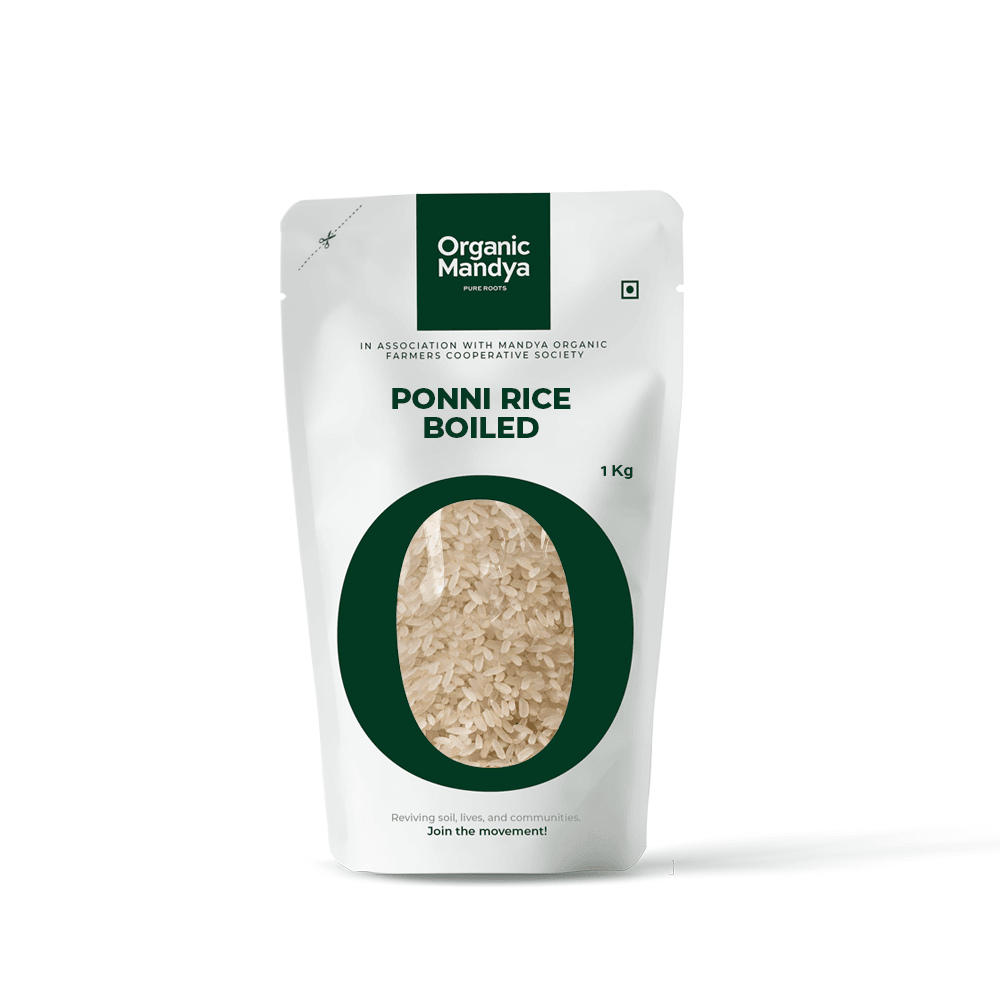 Ponni Rice Boiled 1kg Front-Organic Mandya 