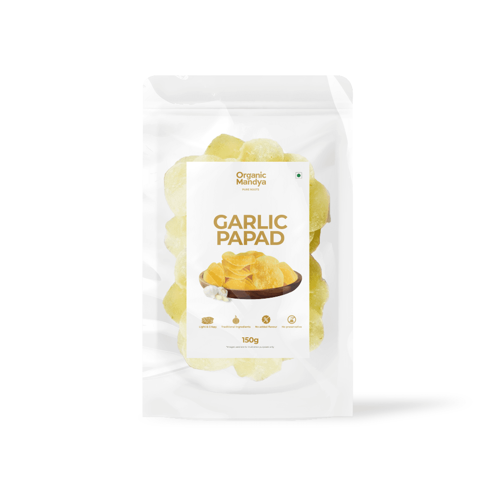 Garlic Papad (150g) Front - Organic Mandya 