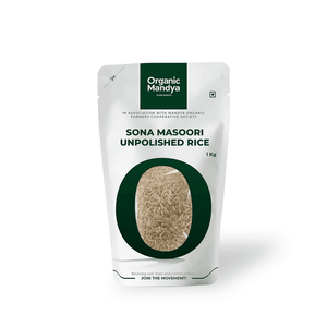 Sona Masoori Unpolished Rice 1kg Front-Organic Mandya