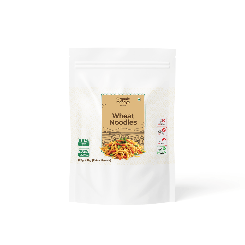 Wheat noodles (192g+12g extra masala) front-Organic Mandya