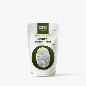 White Poha Thin Front - 500g-Organic Mandya