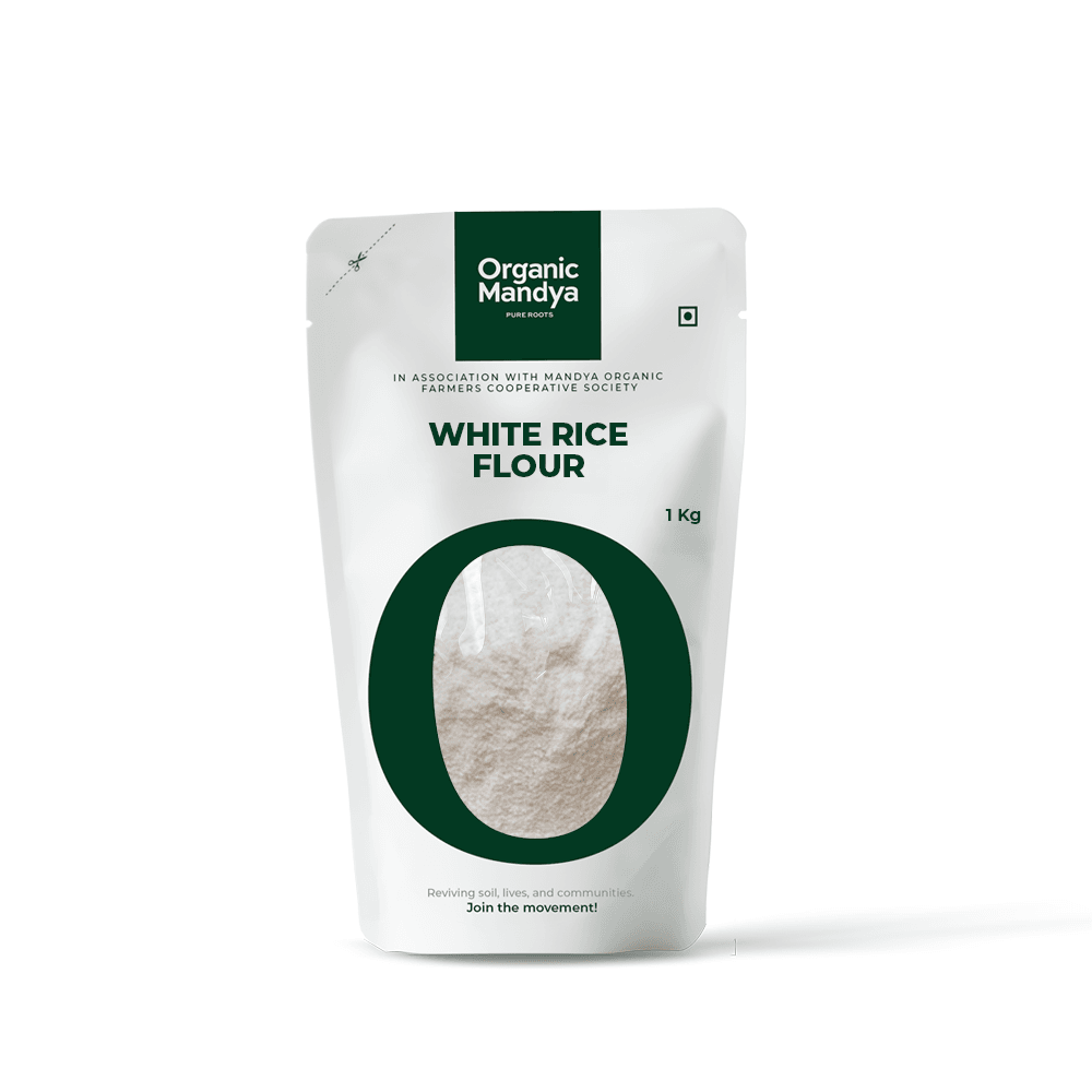 White Rice Flour- 1kg- Front-Organic Mandya